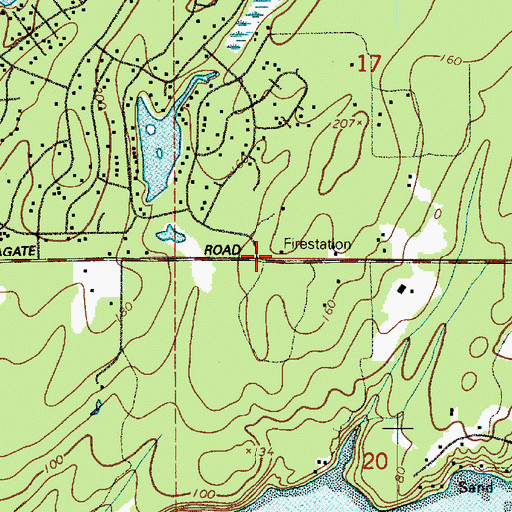 Topographic Map of Mason County Fire District 5 Station 5 Agate, WA