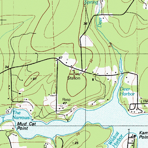 Topographic Map of Mason County Fire District 4 Station 42, WA