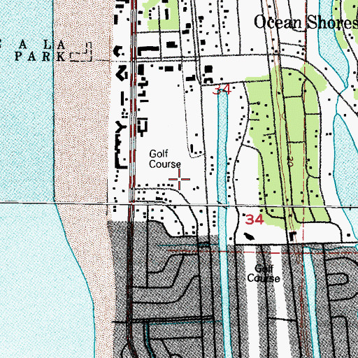 Topographic Map of Ocean Shores Fire and Rescue 74, WA