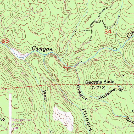 Topographic Map of Oregon Canyon, CA