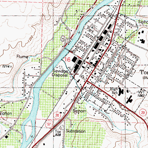 Topographic Map of Okanogan County Fire District 4 Tonasket Fire Department, WA