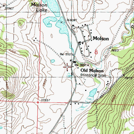 Topographic Map of Okanogan County Fire District 11 Molson, WA