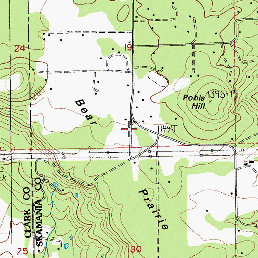 Topographic Map of East County Fire and Rescue Station 96, WA