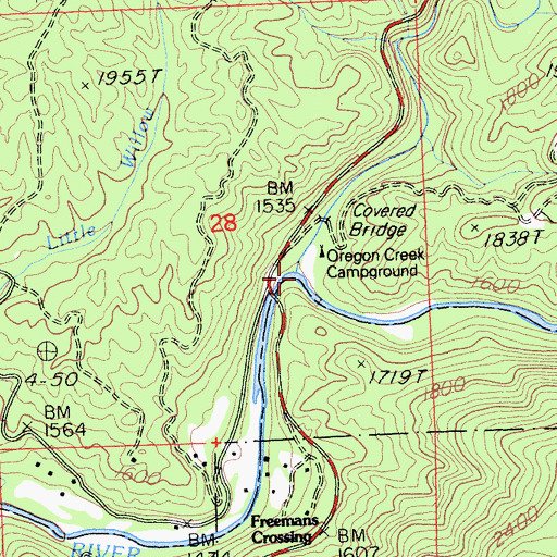 Topographic Map of Oregon Creek, CA