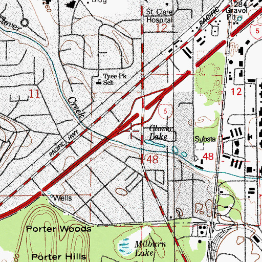 Topographic Map of Fort Lewis - McChord Fire and Emergency Services Station 106, WA
