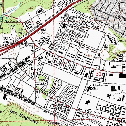 Topographic Map of Fort Lewis - McChord Fire and Emergency Services Station 107, WA