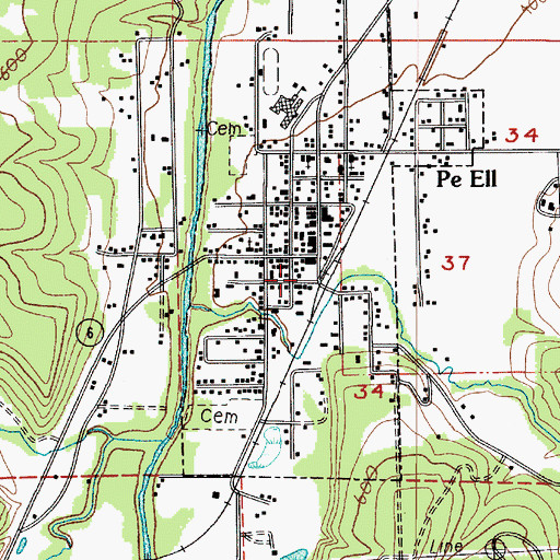 Topographic Map of Lewis County Fire District 11 Station 1, WA