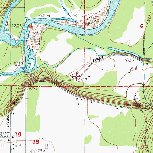 Topographic Map of Lewis County Fire District 2 Station 3, WA