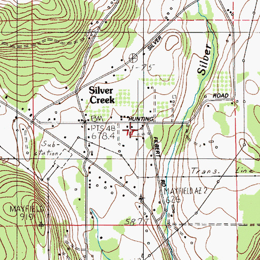 Topographic Map of Lewis County Fire District 8 Station 2, WA