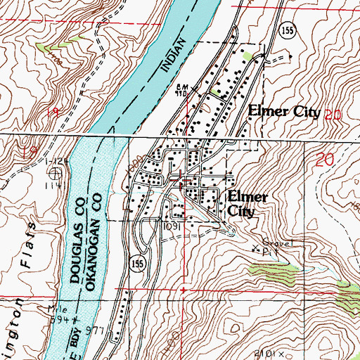 Topographic Map of Okanogan County Fire District 2, WA
