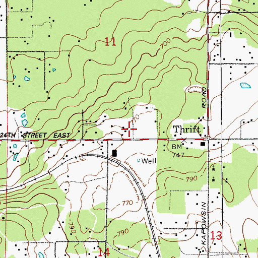 Topographic Map of Pierce County Fire District 21 Graham Fire and Rescue Station 96, WA