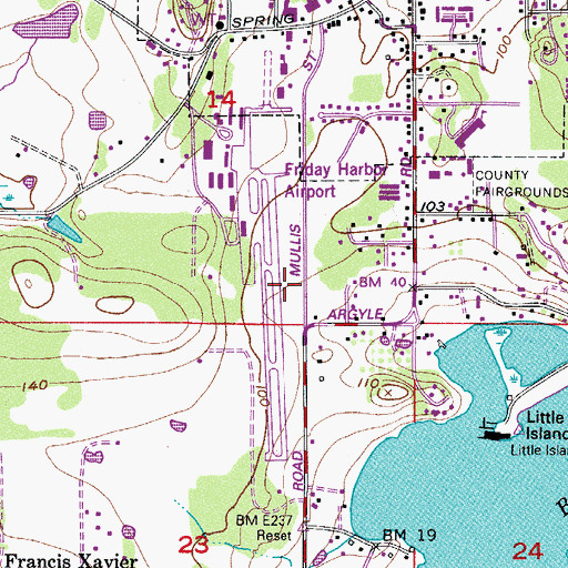 Topographic Map of San Juan Island Fire Department Friday Harbor Station 31, WA
