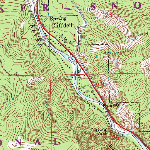Topographic Map of Yakima County Fire District 14 Nile - Cliffdell Fire - Rescue Department Station 12, WA