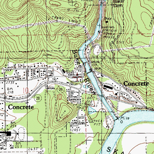 Topographic Map of Concrete Fire Department, WA