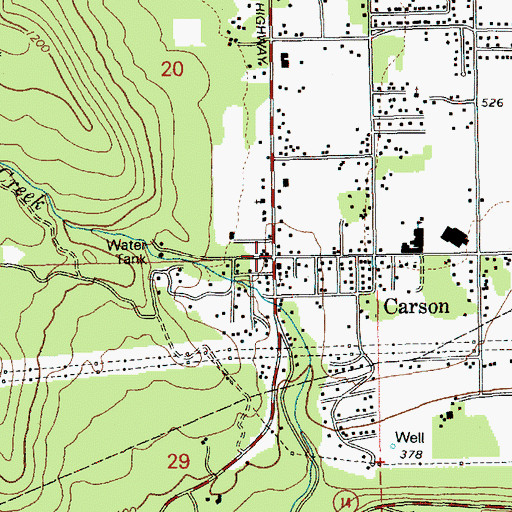 Topographic Map of Skamania County Fire District 1 Station 1 Carson, WA