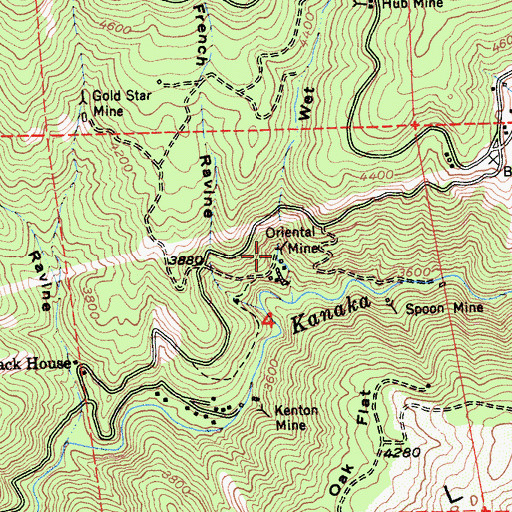 Topographic Map of Oriental Mine, CA