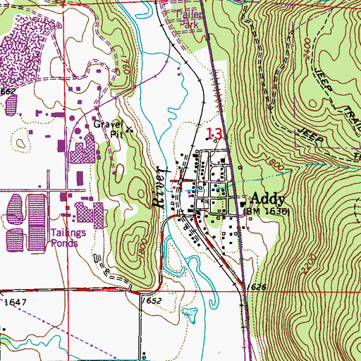 Topographic Map of Stevens County Fire District 5 Station 51 Addy, WA