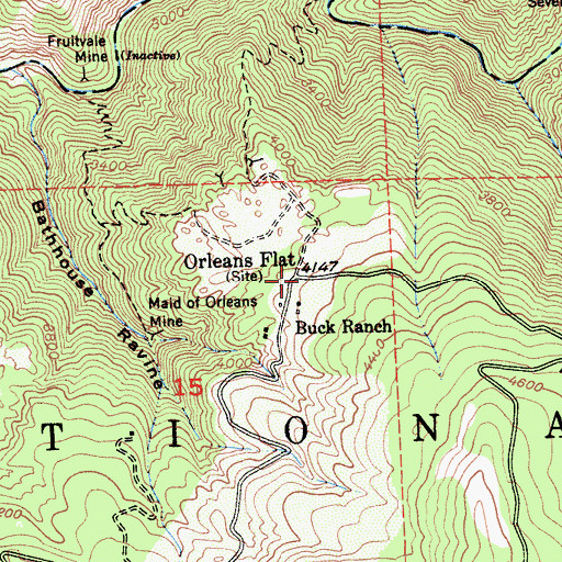 Topographic Map of Orleans Flat, CA
