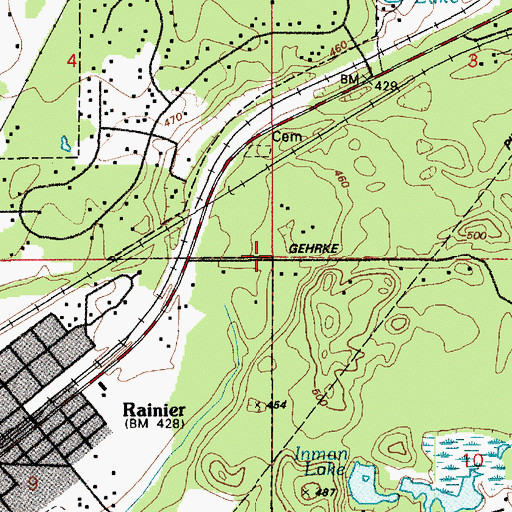 Topographic Map of Southeast Thurston Fire Authority Station 24 Rainier, WA