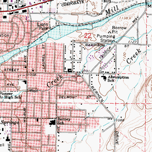 Topographic Map of Walla Walla County Fire District 4 Station 43, WA
