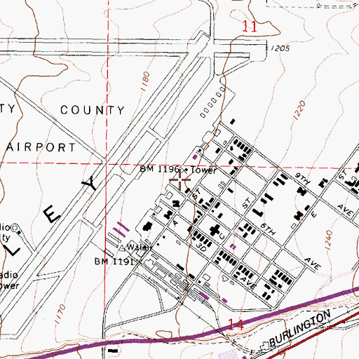 Topographic Map of Walla Walla County Fire District 4 Airport Station, WA