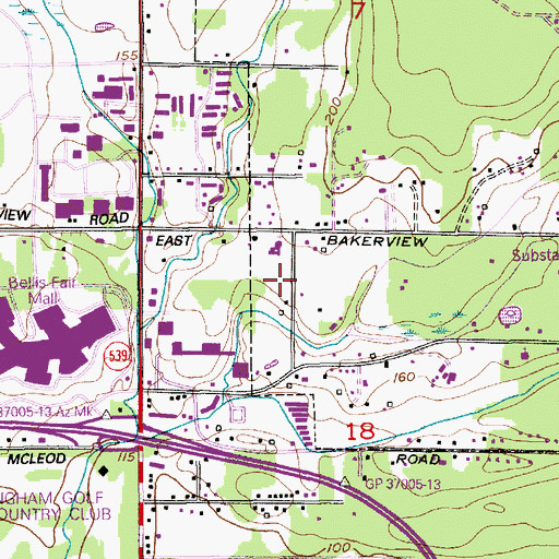 Topographic Map of Bellingham City Fire Department Station 6, WA