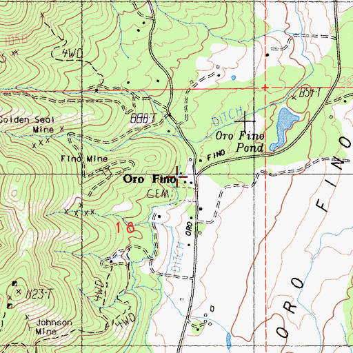 Topographic Map of Oro Fino, CA