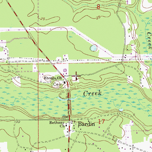 Topographic Map of Bardin Volunteer Fire Department, FL