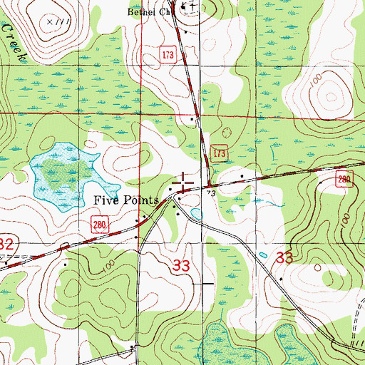 Topographic Map of Five Points Volunteer Fire Department Main Station, FL