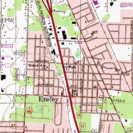 Topographic Map of Ensley Volunteer Fire Department, FL
