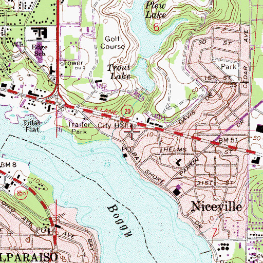 Topographic Map of Niceville Fire Department, FL