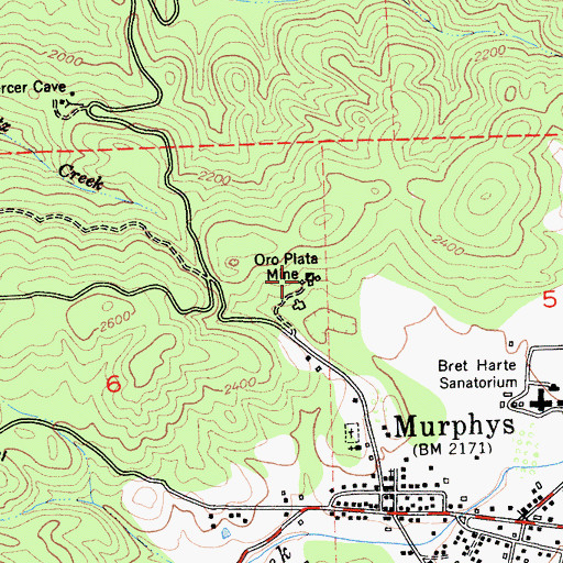 Topographic Map of Oro Plata Mine, CA