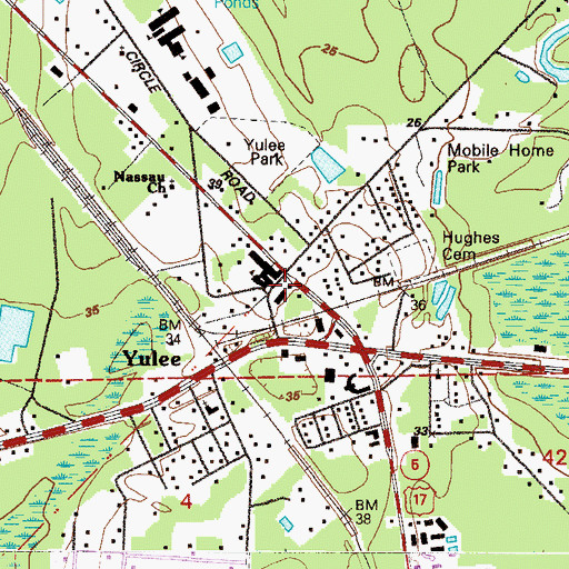 Topographic Map of Nassau County Fire and Rescue Station 30, FL