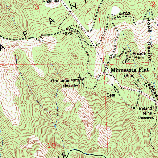 Topographic Map of Oroflame Mine, CA