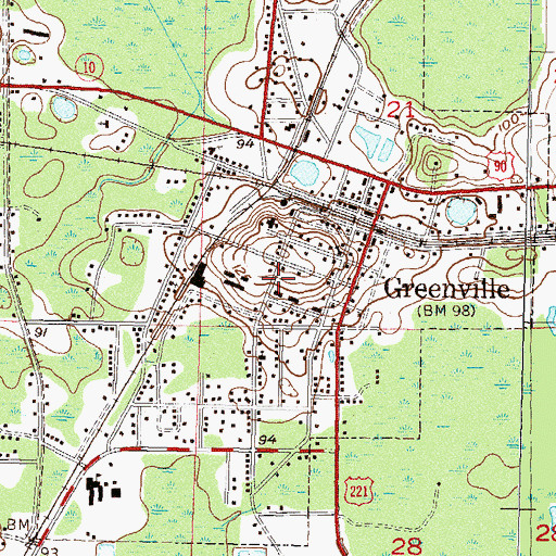 Topographic Map of Greenville Volunteer Fire Department, FL