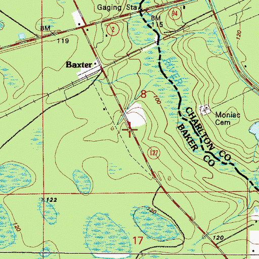 Topographic Map of Baker County Fire Department Station 60 Baxter, FL