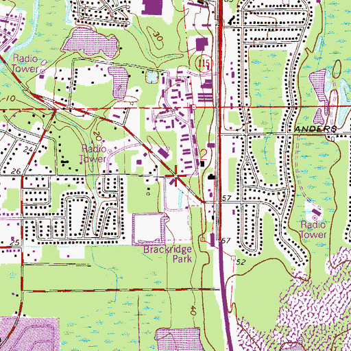Topographic Map of Jacksonville Fire and Rescue Department Station 28, FL