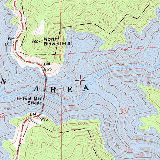 Topographic Map of Lake Oroville, CA