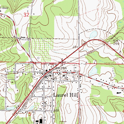 Topographic Map of Laurel Hill Volunteer Fire Department, FL