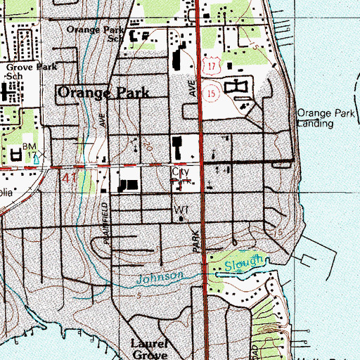 Topographic Map of Orange Park Fire Department, FL