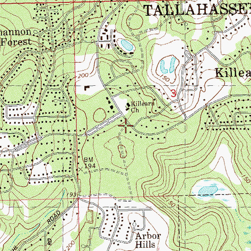 Topographic Map of Tallahassee City Fire Department Station 7, FL