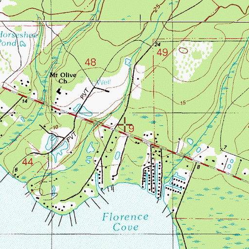 Topographic Map of Saint Johns County Fire Rescue Station 3 Orangedale, FL