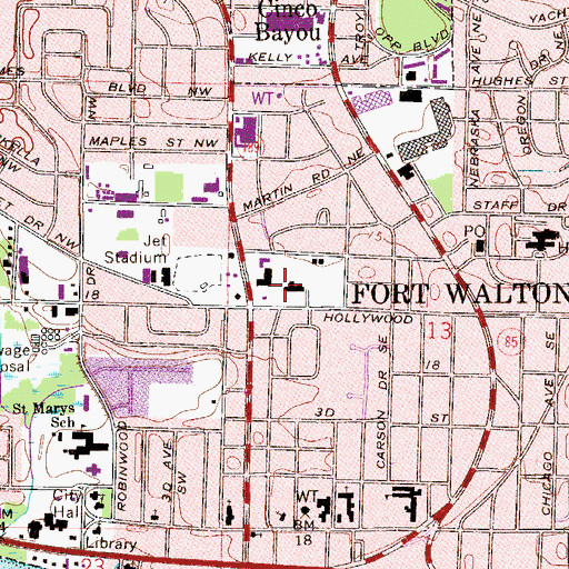 Topographic Map of Fort Walton Beach Fire Department Station 6, FL