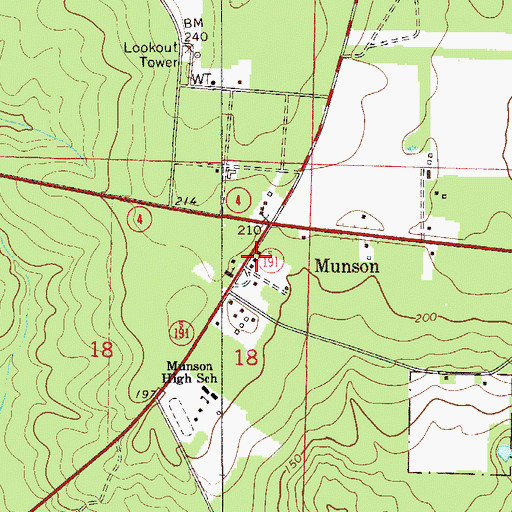 Topographic Map of Munson Volunteer Fire Department District 19 Station 1, FL