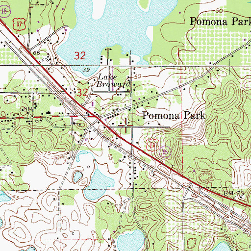 Topographic Map of Pomona Park Volunteer Fire Department Station 10, FL