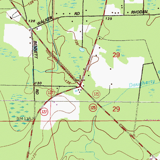 Topographic Map of Baker County Fire Department Station 30 Cuyler, FL