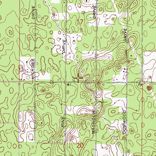 Topographic Map of Ranchetts Volunteer Fire Department, FL