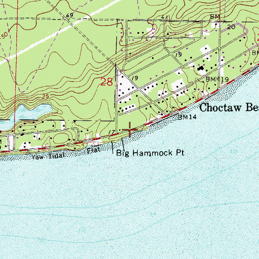 Topographic Map of Walton County Fire Rescue Station 10 / Tri - Village Fire Department Choctaw Beach, FL