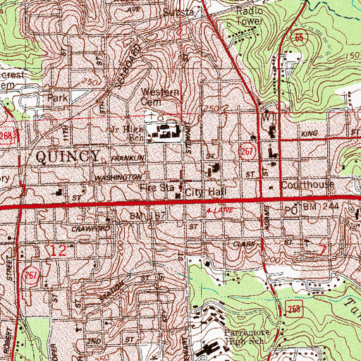 Topographic Map of Quincy Fire Department, FL