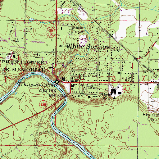 Topographic Map of White Springs Volunteer Fire Department, FL